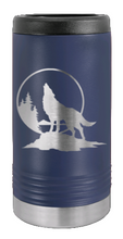 Load image into Gallery viewer, Wolf Howling at The Moon Laser Engraved Slim Can Insulated Koosie
