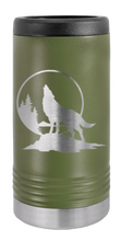 Load image into Gallery viewer, Wolf Howling at The Moon Laser Engraved Slim Can Insulated Koosie
