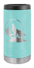 Load image into Gallery viewer, Wolf Howling at The Moon Laser Engraved Slim Can Insulated Koosie
