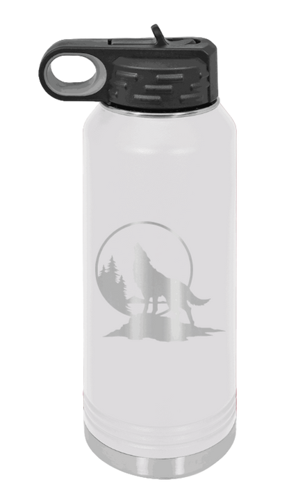 Wolf - 32oz Water Bottle Laser Engraved- White