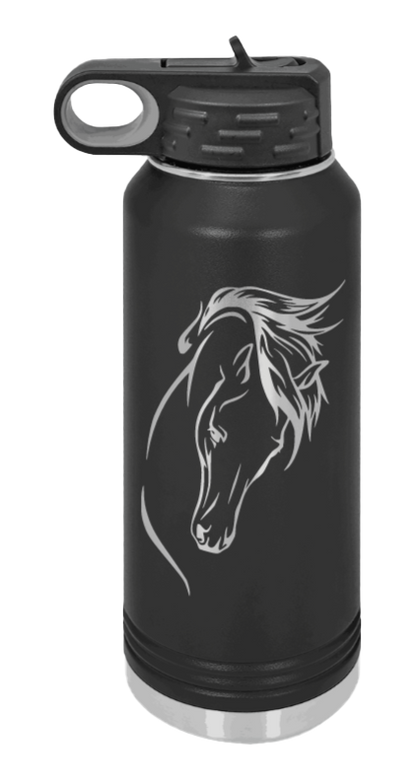 Horse 2 - 32oz Water Bottle Laser Engraved- Black