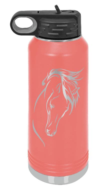 Horse 2 - 32oz Water Bottle Laser Engraved- Coral
