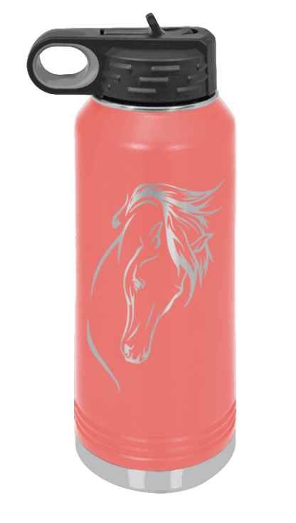 Horse 2 - 32oz Water Bottle Laser Engraved- Coral