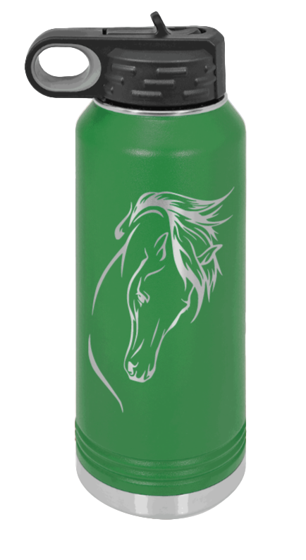 Horse 2 - 32oz Water Bottle Laser Engraved- Green