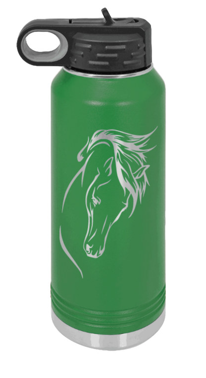 Horse 2 - 32oz Water Bottle Laser Engraved- Green