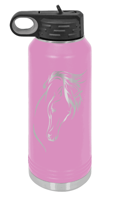 Horse 2 - 32oz Water Bottle Laser Engraved- Light Purple