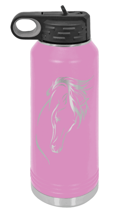 Horse 2 - 32oz Water Bottle Laser Engraved- Light Purple
