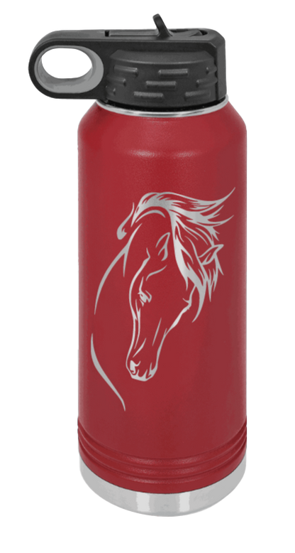 Horse 2 - 32oz Water Bottle Laser Engraved- Maroon