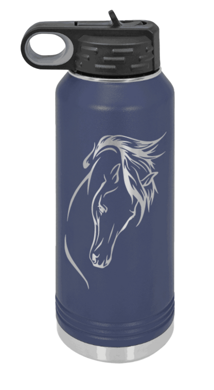 Horse 2 - 32oz Water Bottle Laser Engraved- Navy