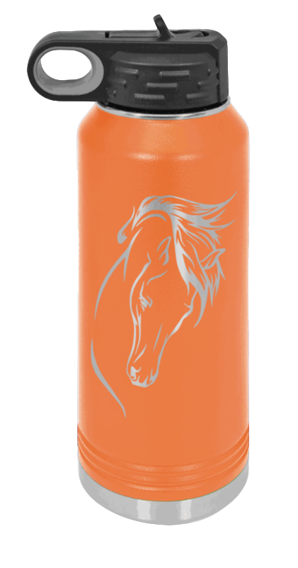 Horse 2 - 32oz Water Bottle Laser Engraved- Orange