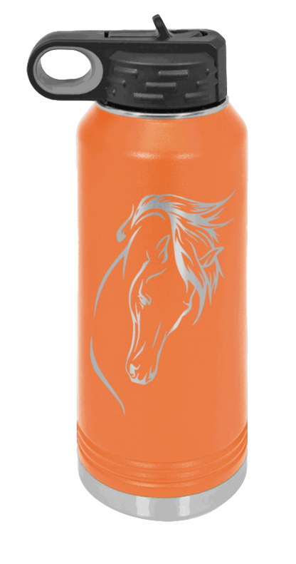 Horse 2 - 32oz Water Bottle Laser Engraved- Orange