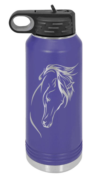 Horse 2 - 32oz Water Bottle Laser Engraved- Purple