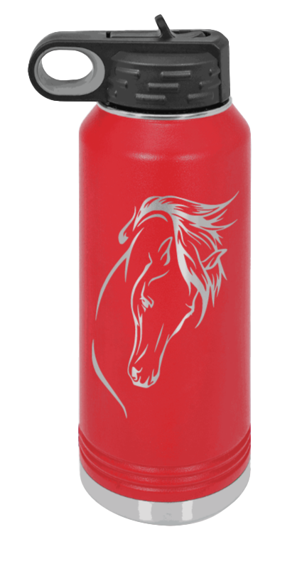Horse 2 - 32oz Water Bottle Laser Engraved- Red