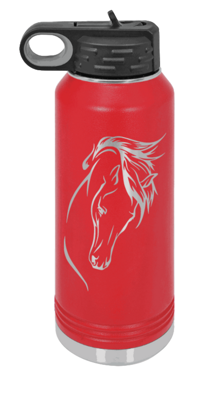 Horse 2 - 32oz Water Bottle Laser Engraved- Red