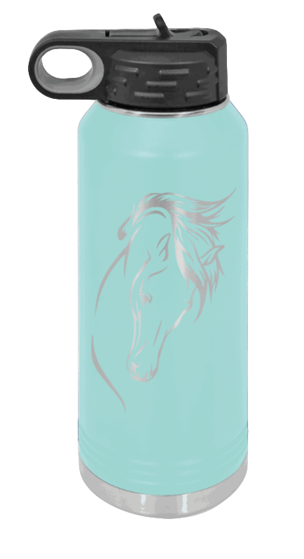 Horse 2 - 32oz Water Bottle Laser Engraved- Teal