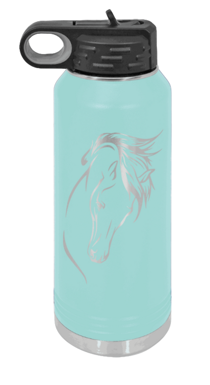 Horse 2 - 32oz Water Bottle Laser Engraved- Teal