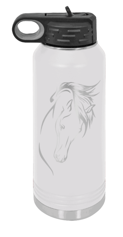 Horse 2 - 32oz Water Bottle Laser Engraved- White