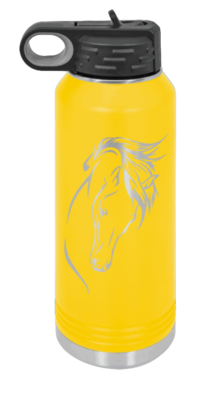 Horse 2 - 32oz Water Bottle Laser Engraved- Yellow