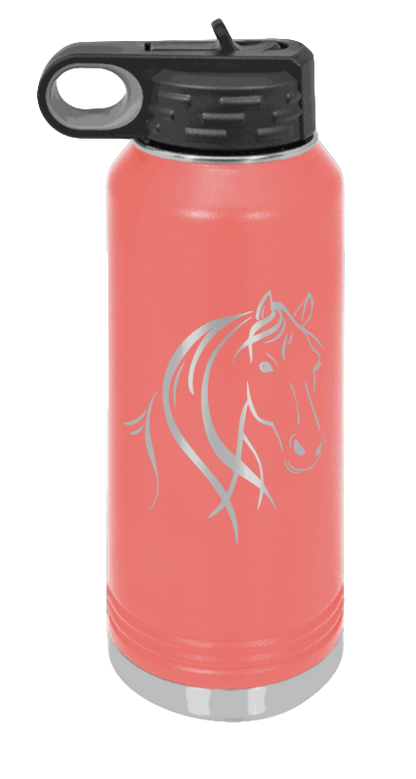 Horse - 32oz Water Bottle Laser Engraved- Coral