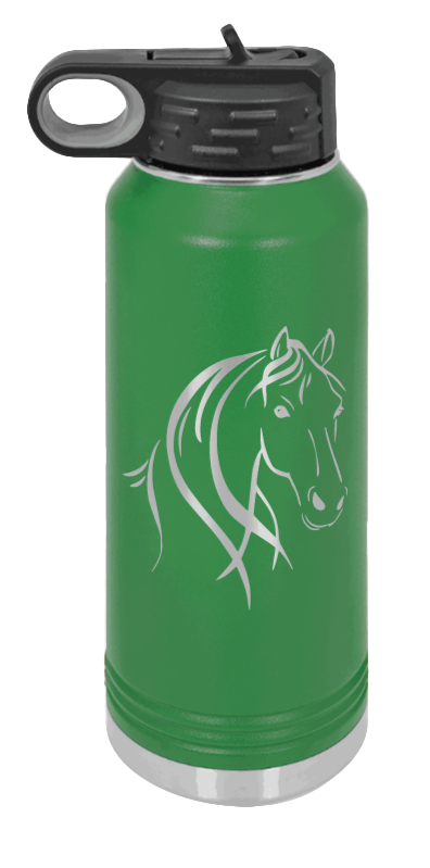 Horse - 32oz Water Bottle Laser Engraved- Green