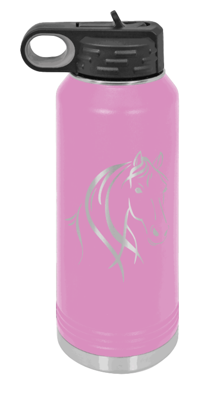 Horse - 32oz Water Bottle Laser Engraved- Light Purple