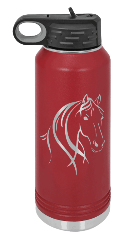 Horse - 32oz Water Bottle Laser Engraved- Maroon
