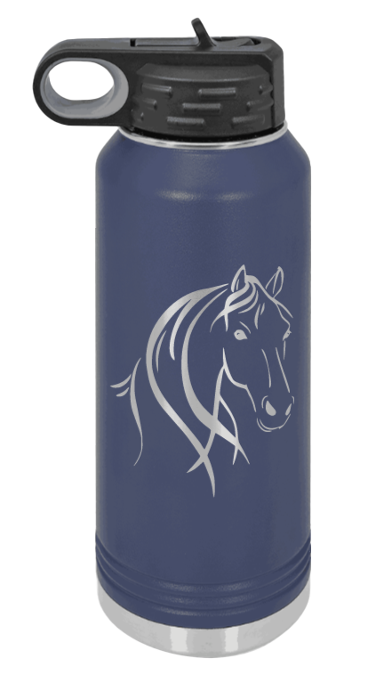 Horse - 32oz Water Bottle Laser Engraved- Navy