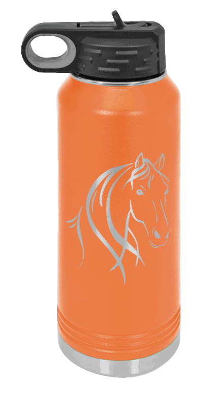 Horse - 32oz Water Bottle Laser Engraved- Orange