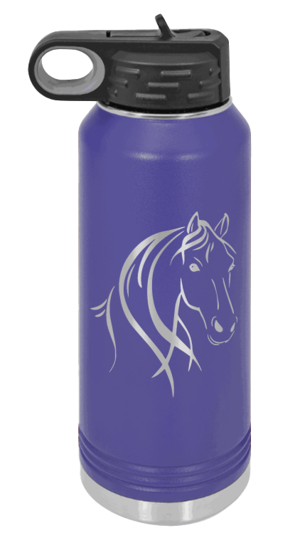 Horse - 32oz Water Bottle Laser Engraved- Purple