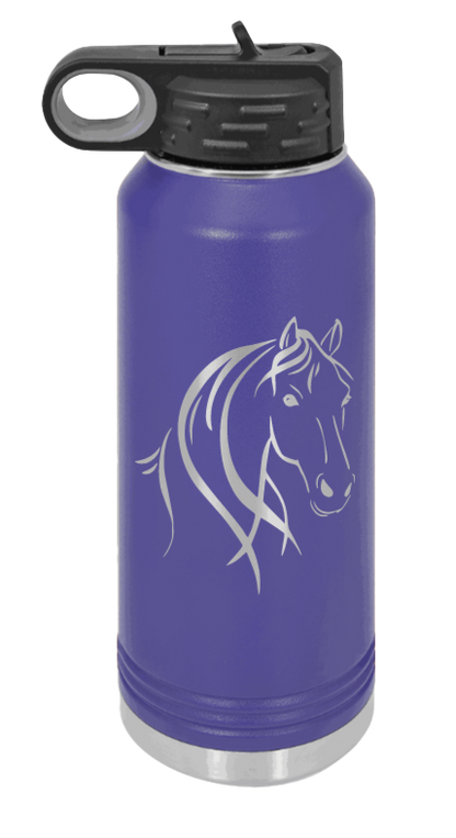 Horse - 32oz Water Bottle Laser Engraved- Purple
