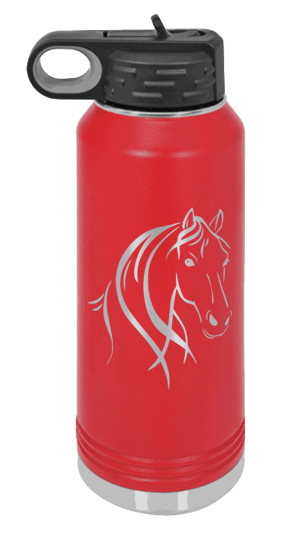 Horse - 32oz Water Bottle Laser Engraved- Red