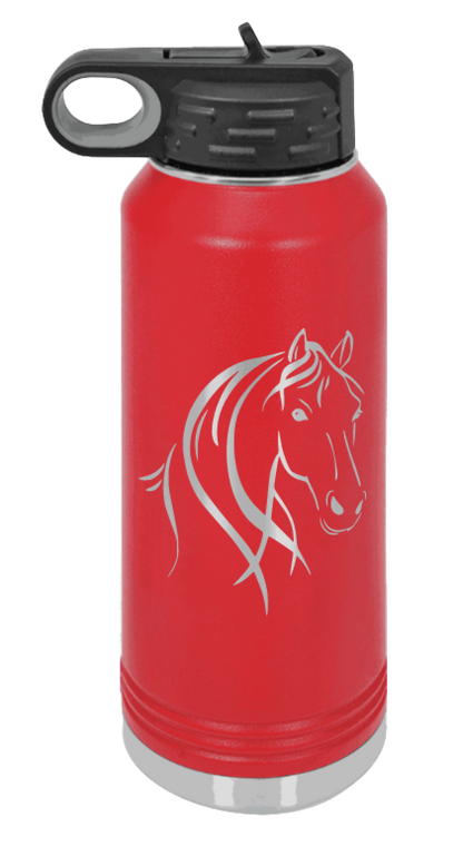 Horse - 32oz Water Bottle Laser Engraved- Red
