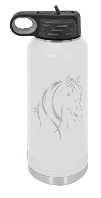 Horse - 32oz Water Bottle Laser Engraved- White