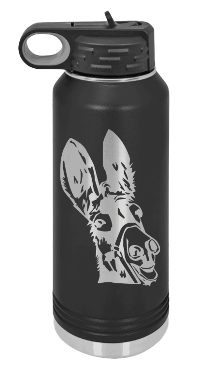 Donkey - 32oz Water Bottle Laser Engraved- Black
