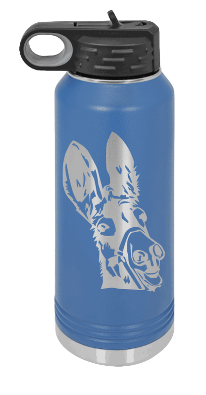 Donkey - 32oz Water Bottle Laser Engraved- Royal Blue