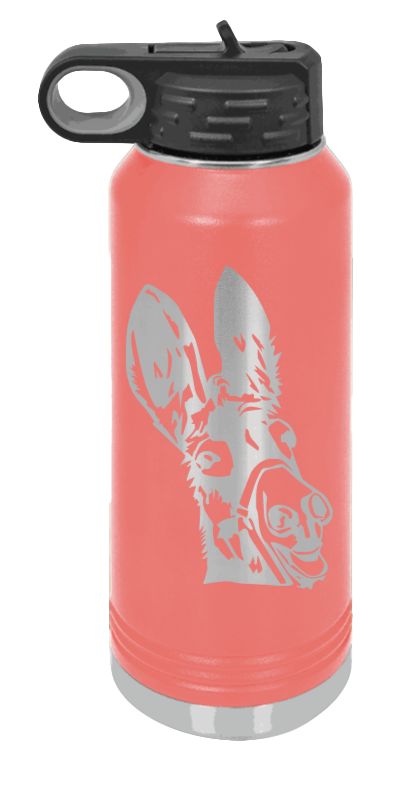 Donkey - 32oz Water Bottle Laser Engraved- Coral