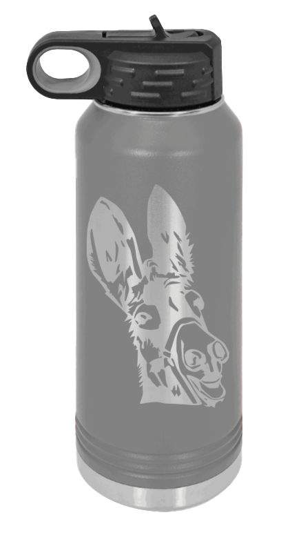 Donkey - 32oz Water Bottle Laser Engraved- Dark Grey
