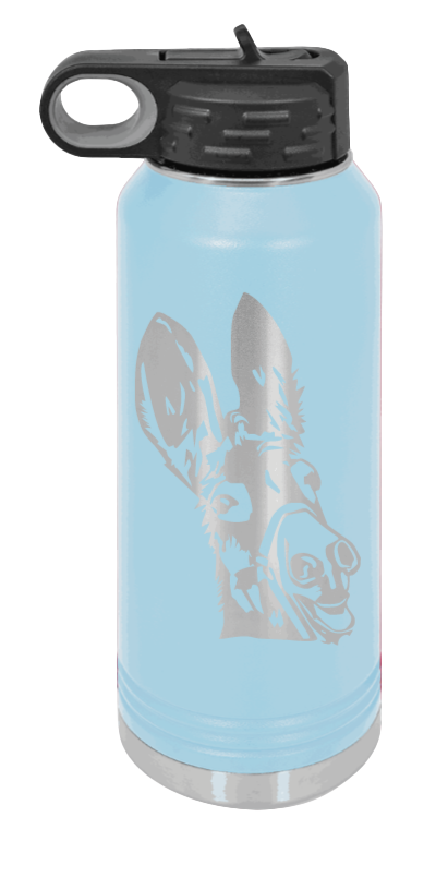 Donkey - 32oz Water Bottle Laser Engraved- Light Blue