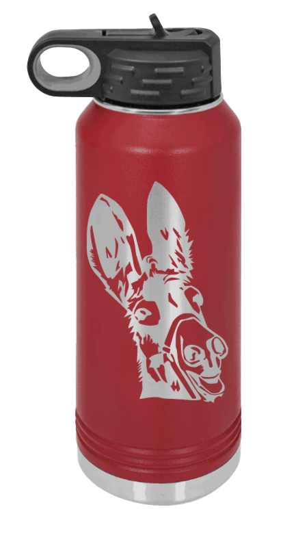 Donkey - 32oz Water Bottle Laser Engraved- Maroon