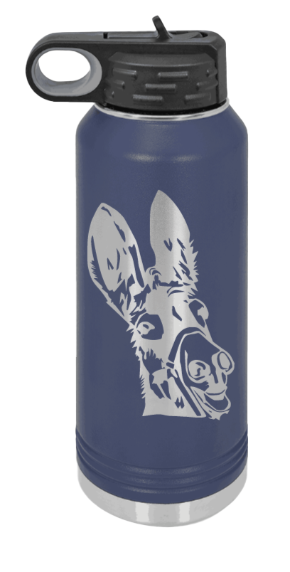 Donkey - 32oz Water Bottle Laser Engraved- Navy