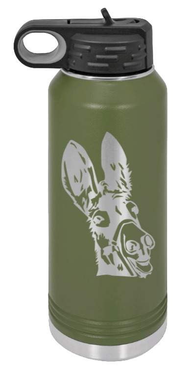 Donkey - 32oz Water Bottle Laser Engraved- Olive