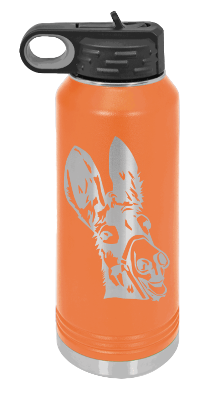 Donkey - 32oz Water Bottle Laser Engraved- Orange