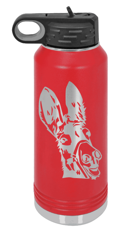 Donkey - 32oz Water Bottle Laser Engraved- Red