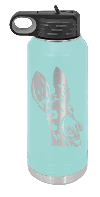 Donkey - 32oz Water Bottle Laser Engraved- Teal