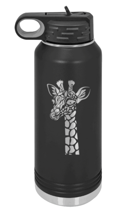 Giraffe - 32oz Water Bottle Laser Engraved- Black
