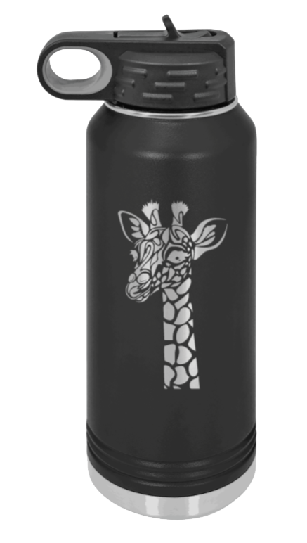 Giraffe - 32oz Water Bottle Laser Engraved- Black