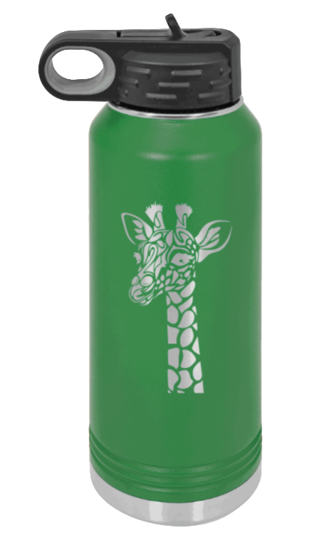 Giraffe - 32oz Water Bottle Laser Engraved- Green