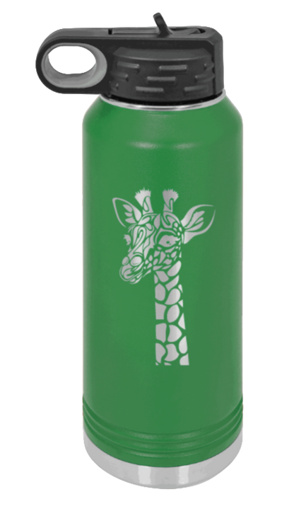 Giraffe - 32oz Water Bottle Laser Engraved- Green