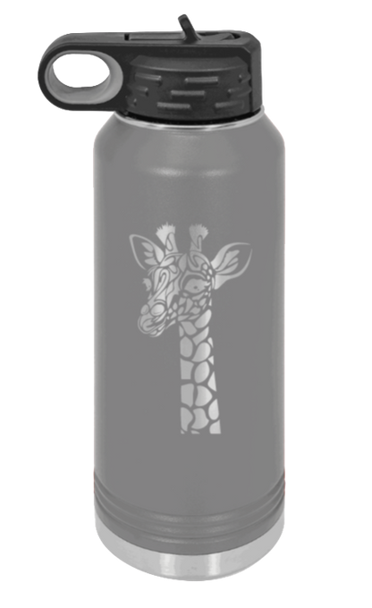 Giraffe - 32oz Water Bottle Laser Engraved- Dark Grey