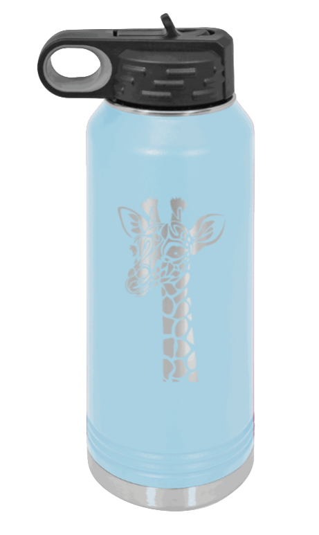 Giraffe - 32oz Water Bottle Laser Engraved- Light Blue